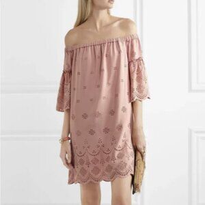 Madewell Dusty Pink Off Shoulder Dress w/ Eyelet Detail